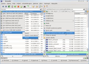 krusader 2.0 - rozbalovací nástroje – připojování disků + záložky